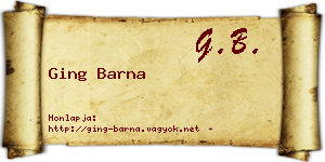 Ging Barna névjegykártya